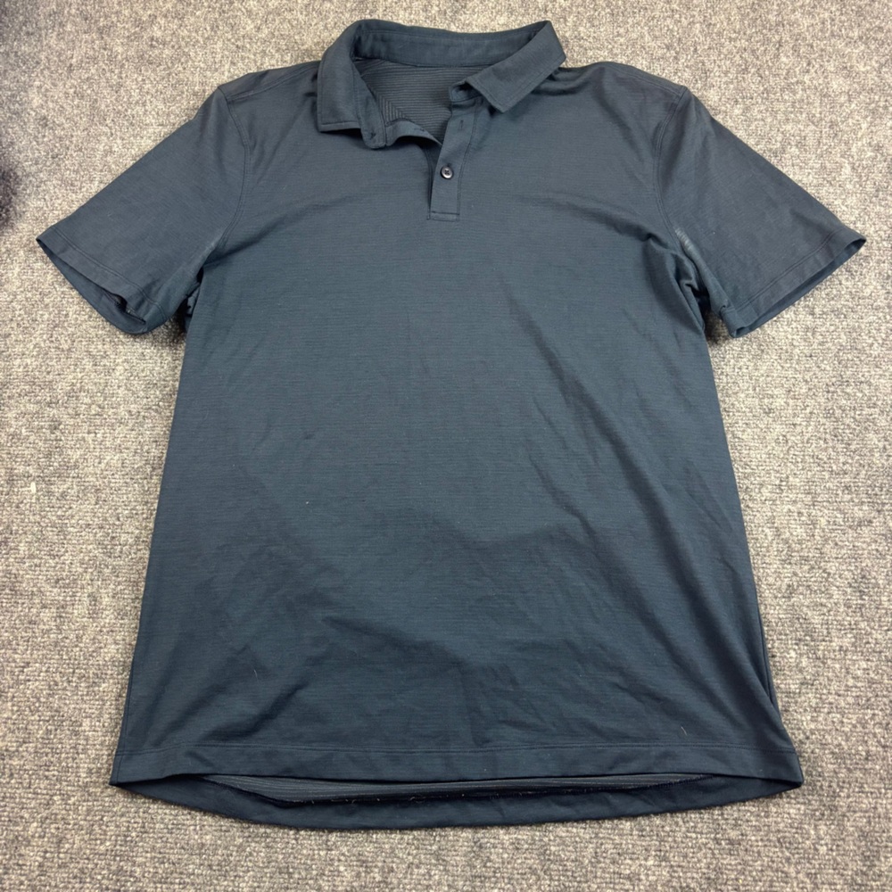LULULEMON Mens Blue Polo Short Sleeve Shirt size: Large